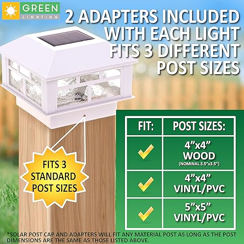Miniatura 8 de GreenLighting - Luces solares para punta de poste de 4 x 4, 5 x 5, luces para postes de valla, LED solares impermeables para exteriores, para puntas