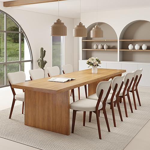 Miniatura 8 de Juego de 2 sillas de comedor de madera, silla de comedor tapizada de tela moderna, sillas de cocina, silla de cena de granja para cocina y comedor