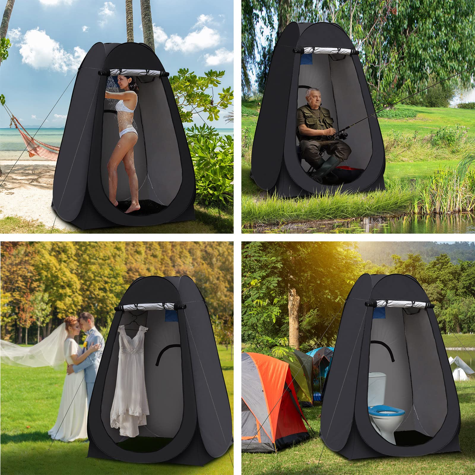 CLIPOP Tienda de campaña de inodoro portátil para ducha, impermeable, anti-UV, cambiante, para playa, pesca, senderismo, baño, al aire libre, con una bolsa de transporte