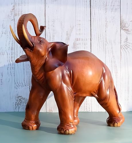 Miniatura 2 de Ebros Gift Elefante de Buda tailandés de madera de caoba sintética auspiciosa con tronco arriba, estatua de 14.25 pulgadas de largo Fengshui Vastu