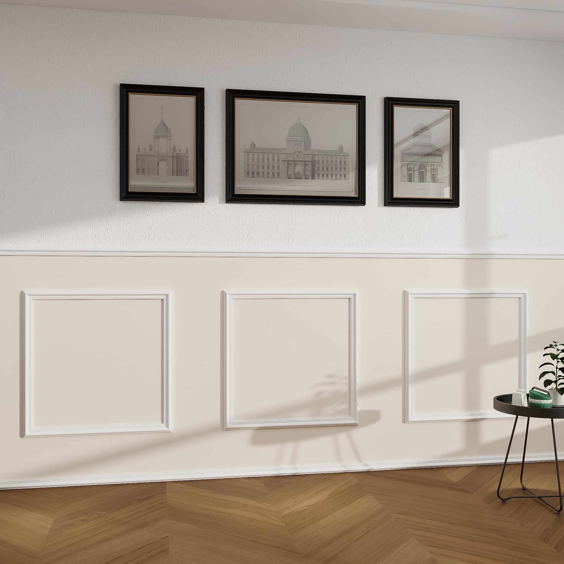 PALMPOP Peel and Stick Wall Molding Kit of 3 Frames,Premade Accent Wainscoting Panels, Ready to Molding Trim for Living Room Bedroom Corridor Home Interior Wall Panel Decor (20x20in)