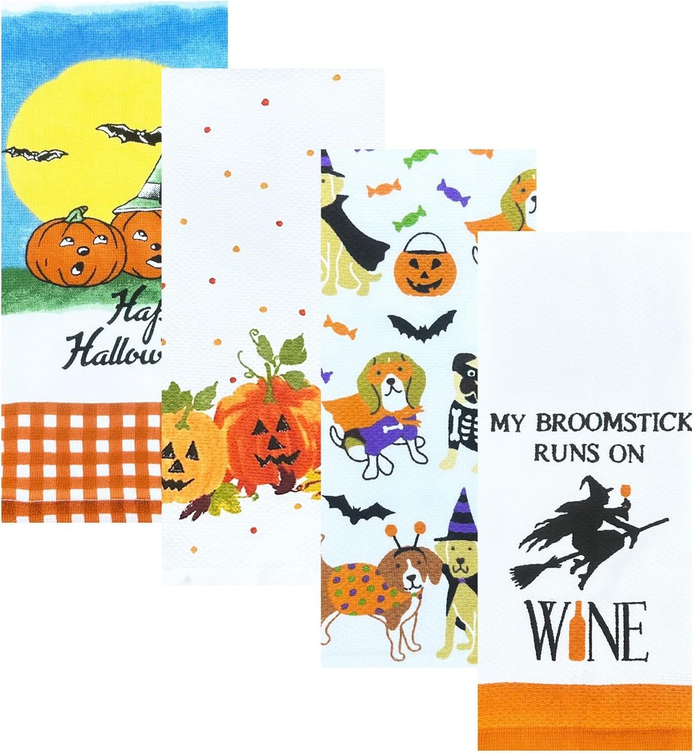 4 Pack Halloween Bathroom Towels 100% Cotton Hand Towel Bathroom for Drying Cleaning Cooking Holiday 17