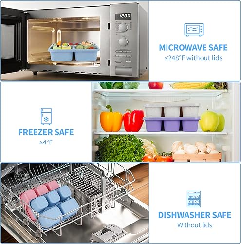 Miniatura 6 de MaMix Bento Box - Lonchera para adultos, caja Bento de 5 compartimentos para adultos, paquete de 4 unidades, contenedores reutilizables apilables