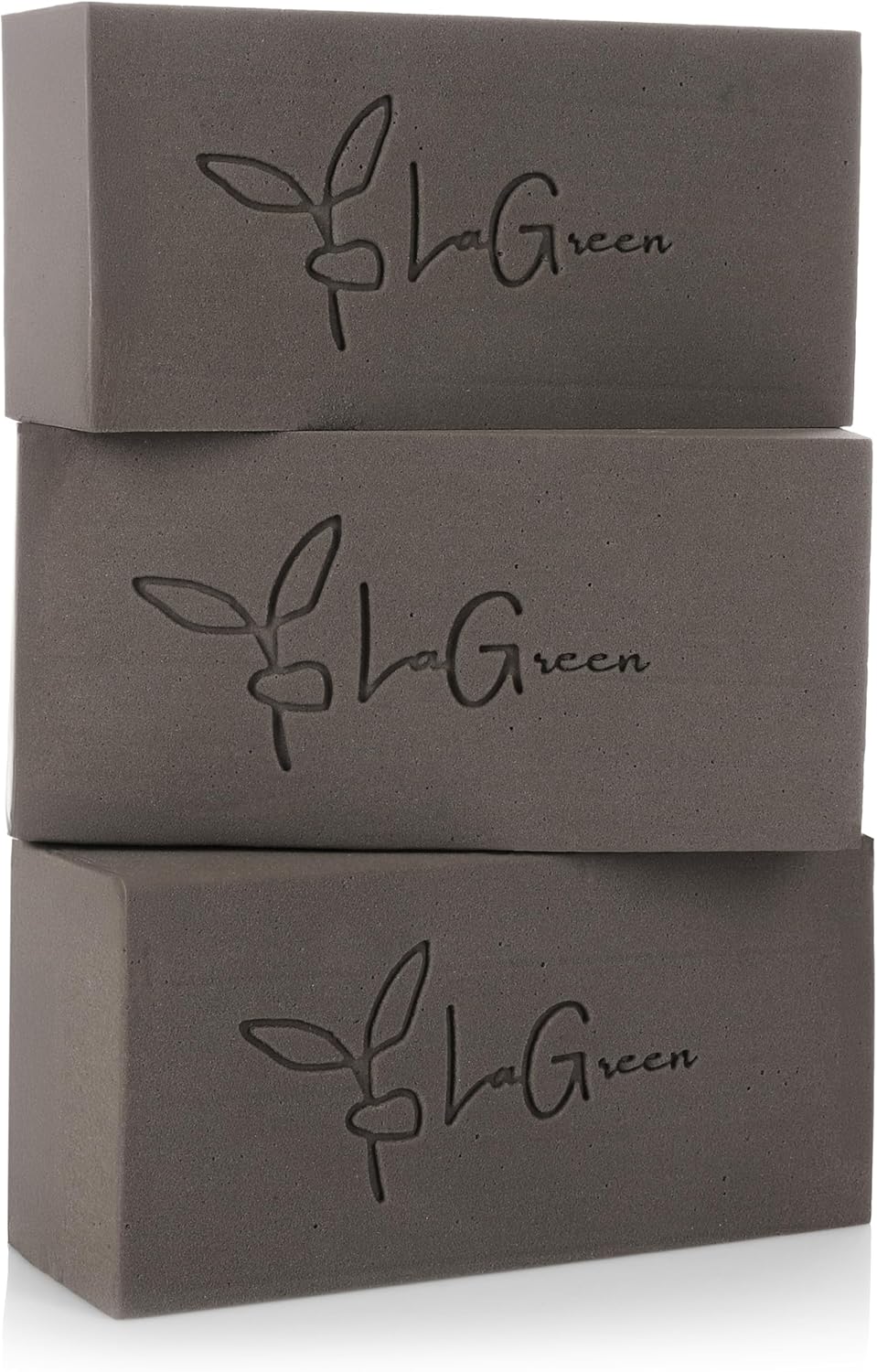 LaGreen Blumensteckschaum 3er Pack - Steckmasse Steckschwamm für Frischblumen, Trockenblumen, Blumengesteck und Adventskranz - 20 x 10 x 7 cm (Grau)