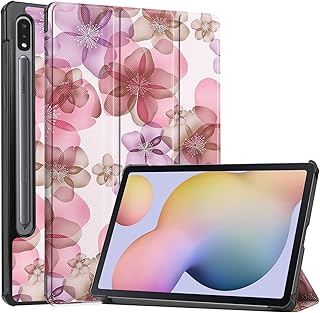 Smart Case for Samsung Galaxy Tab S8, Ratesell Lightweight Smart Trifold Stand Case Cover with Auto Wake Sleep for Samsung Galaxy Tab S8/Tab S7 11 inch (Model SM-X700/X706/T870/T875/T876) Flower
