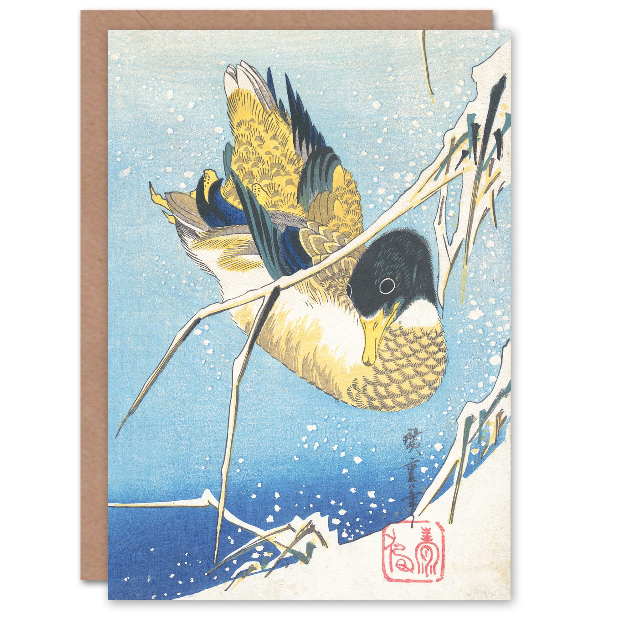 Artery8 Utagawa Hiroshige Art Card Mallard Duck And Snow Covered Reeds