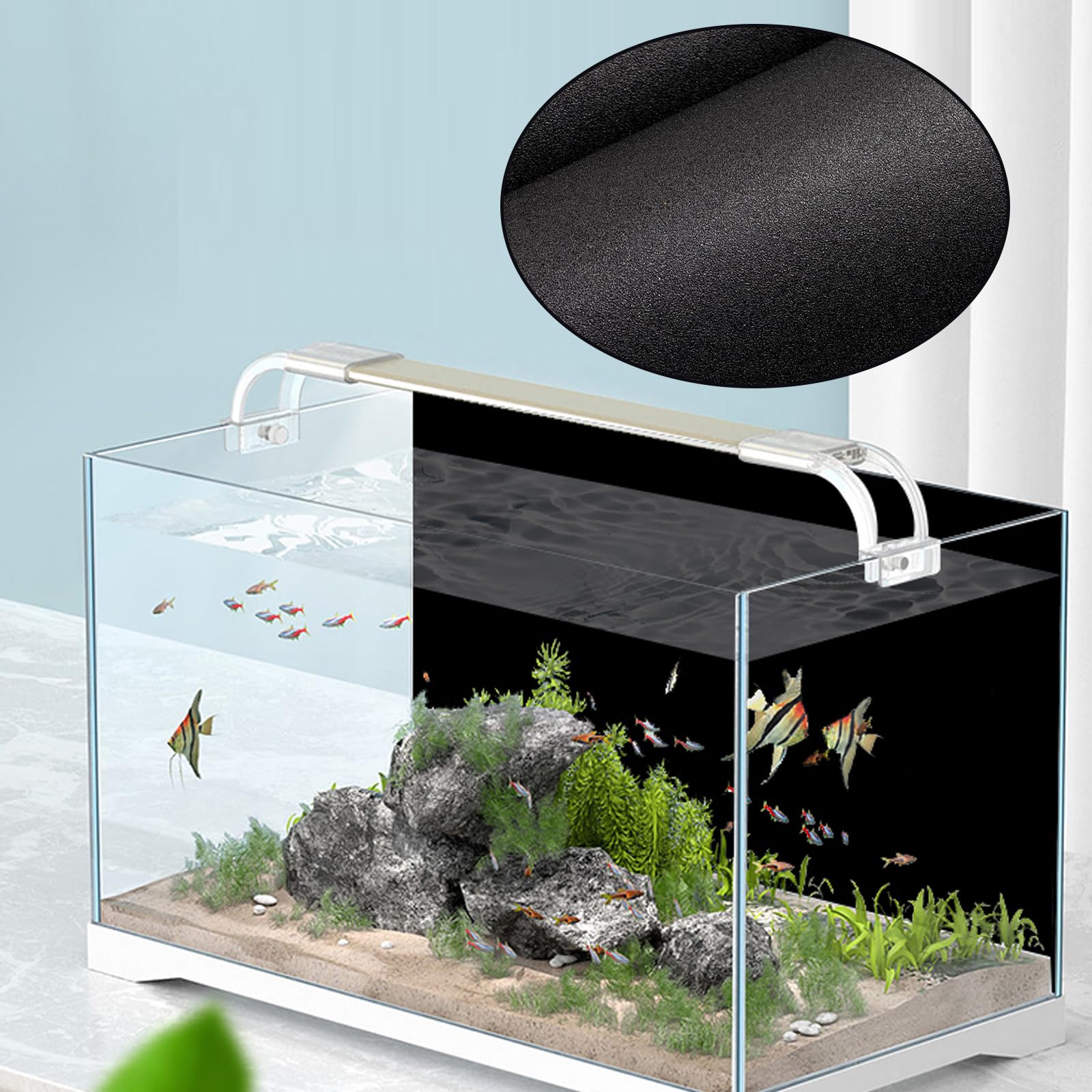 Gohytal Acquario Sfondo Nero, 200 x 40 cm Pesce Serbatoio Poster Sfondo Statico per Acquario Parete Posteriore in Vinile Adesivo Statico Sfondo Acquario Nero Generico per Acquario Acquari