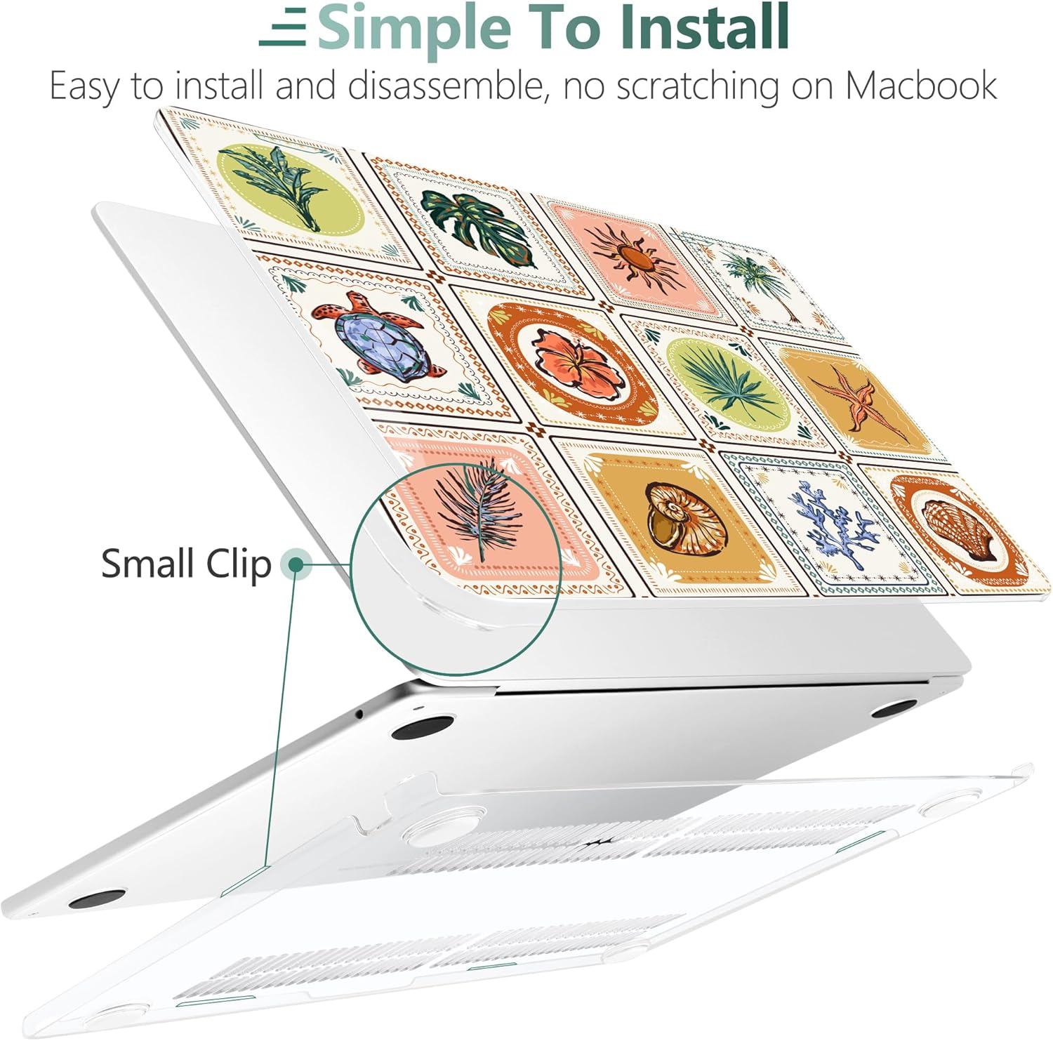 DONGKE for MacBook Air 13.6 Inch Case 2025 2024-2022 A3240 A3113 A2681 M4 M3 M2 Chip Touch ID, Plastic Hard Shell & Keyboard Cover & Type C Adapter for MacBook Air 13 inch M4, Corals - Image 4