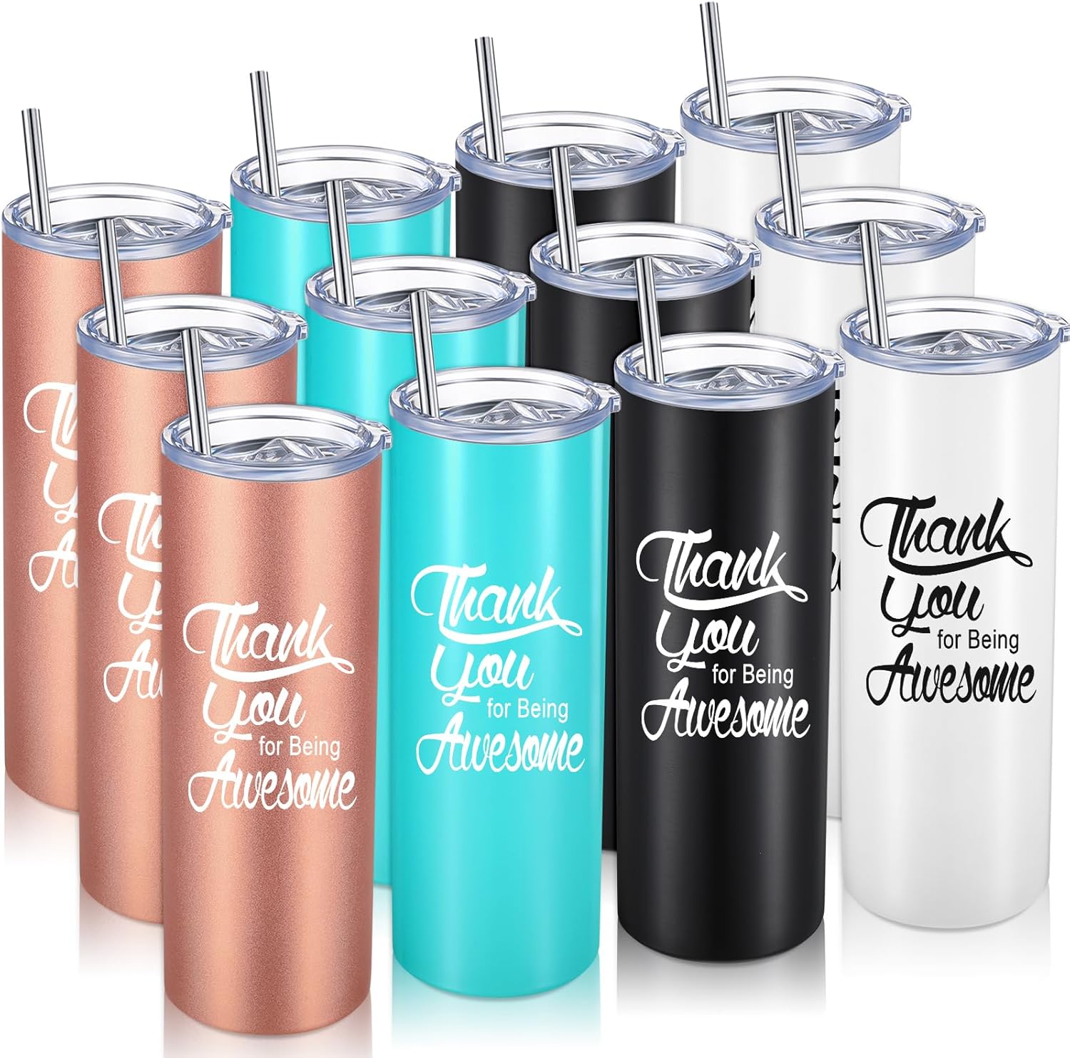 Sieral 6 Sets Teacher Employee Appreciation Gifts - 20oz Bulk Motivational Tumblers for Coworkers Team - Thank You Gift for Women Inspirational Tumblers with Lid Straw (Assorted Colors)