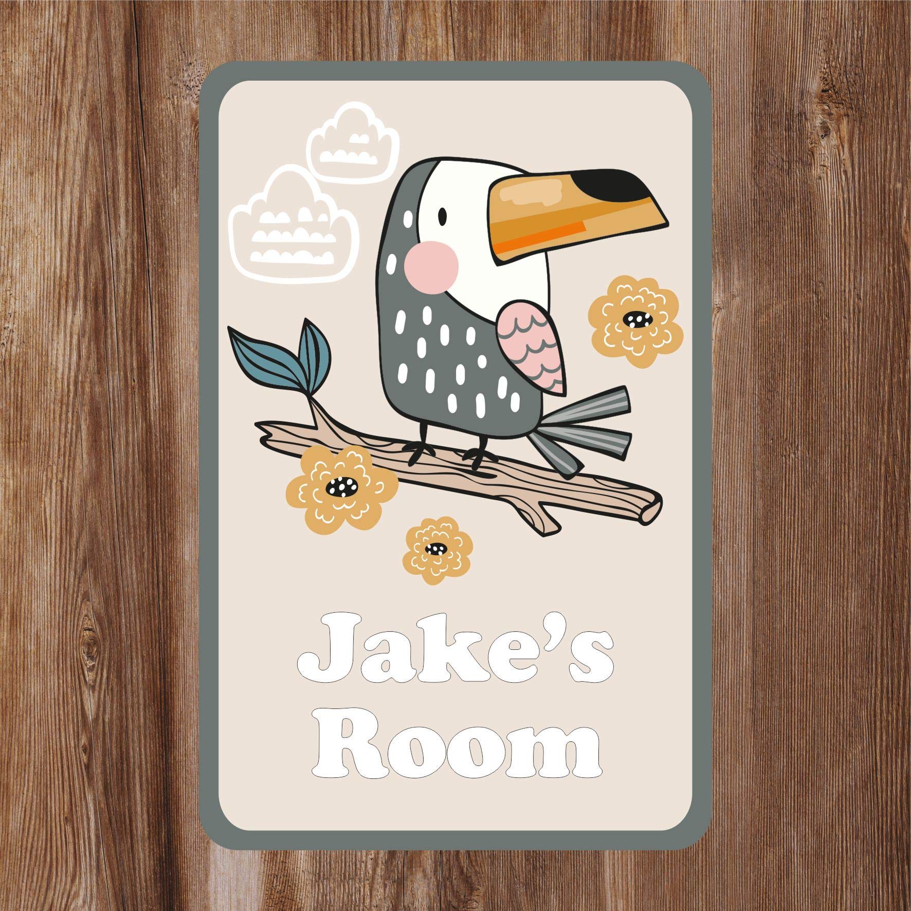 Cute Toucan Kids Bedroom Door Sign Personalised For You - Any Name! Door Plaque,Girls/Boys,Nursery,Decor,Kids Room,Animals