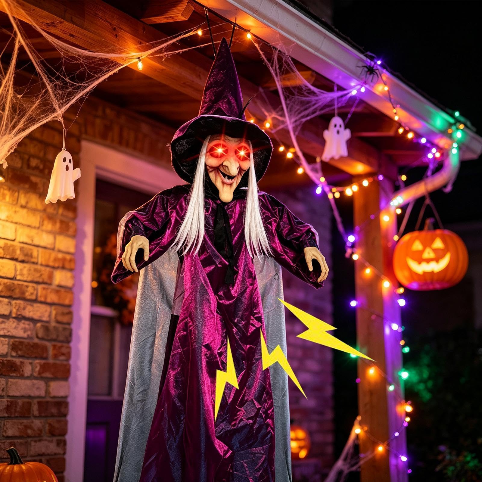 Decorazioni Halloween Outdoor Decorazione da Appendere Halloween Spaventosa | Parlante da Giardino con Occhi Luminosi per Arredare Giardino Portico Terrazza Festa a Tema Horror