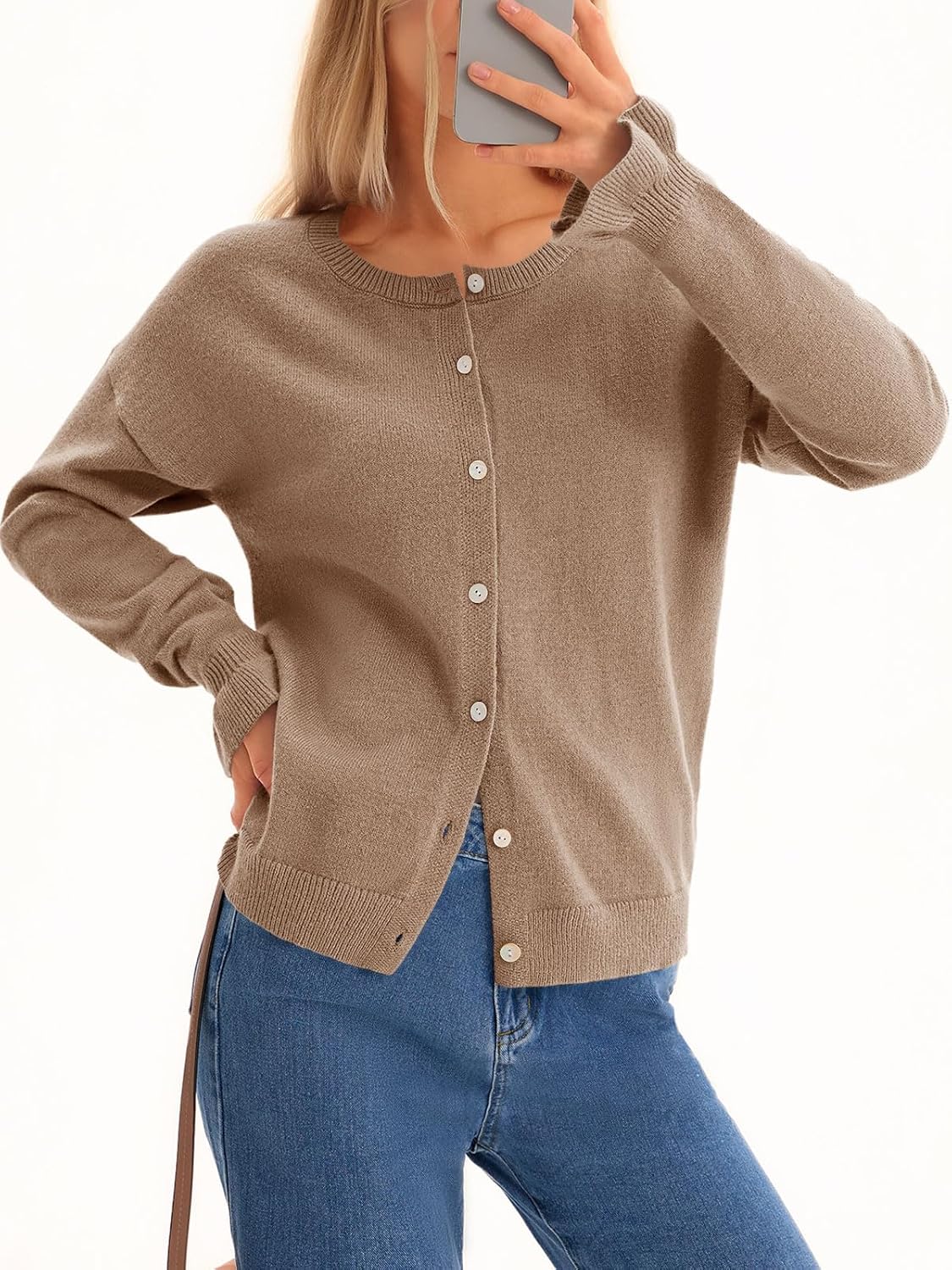 Saodimallsu Womens Cardigan Sweaters Button Down Knit 2025 Fall Ruffle Long Sleeve Sweater Open Front Trendy Outwear - Image 3