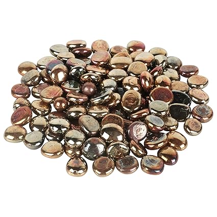 Puzzled Stone Decorative Flower Glass Stone Pebbles for Vase Fillers Plant Pots Home Table Garden & Outdoor Decoration (Golden Brown, 1 Kg)