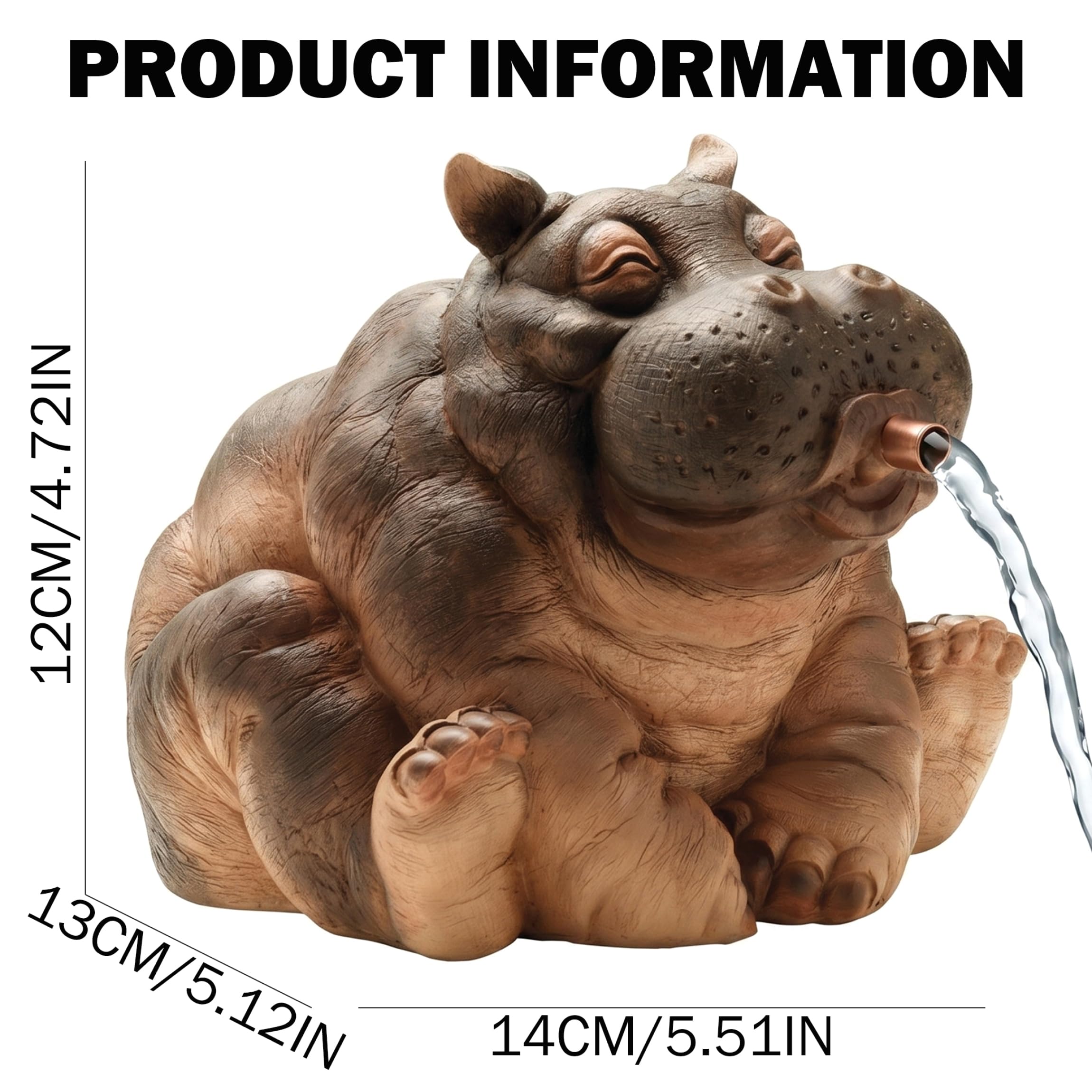 Teichspucker, realistischer Nilpferd-Brunnenspucker, Teichstatuen für Wassergärten, kleine Teiche und Aquarien.