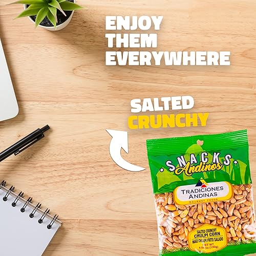 Miniatura 6 de Tradiciones Andinas Chulpe Salado Crujiente de Maíz 4.59 oz - Snack Chulpi Frito y Salado, Salado Frito, Productos Peruanos Listo para Comer, Bolsas