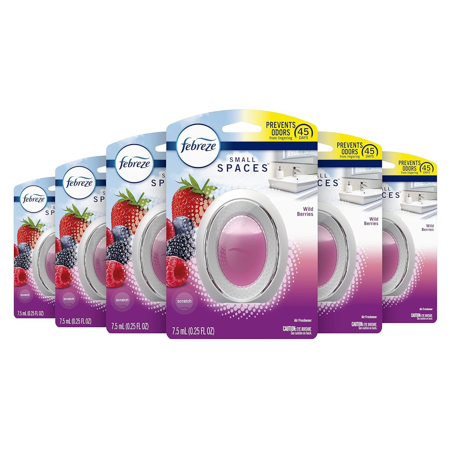 Febreze Small Spaces Air Freshener Wild Berries Odor Eliminator for Strong Odors Pack of 6