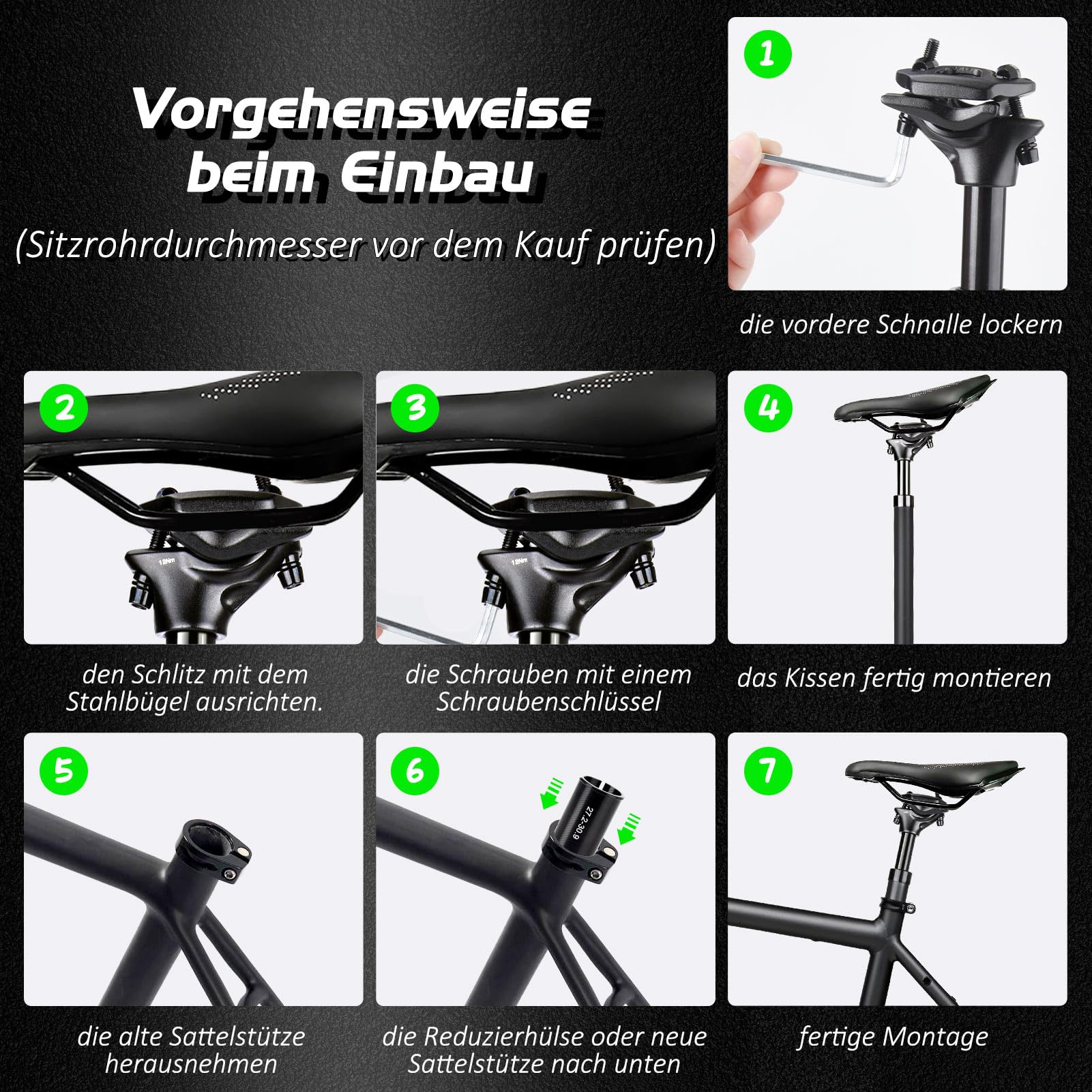 MILFECH Sattelstütze Gefedert [Ø27,2 / 30,9 / 31,6] , Spring Federsattelstütze mit 2 Distanzhülsen,Fahrrad Sattelstange Tragend 55-125kg -Ab jetzt Schmerzfrei,für E-Bike,MTB,Downhill,Trekking Citybike