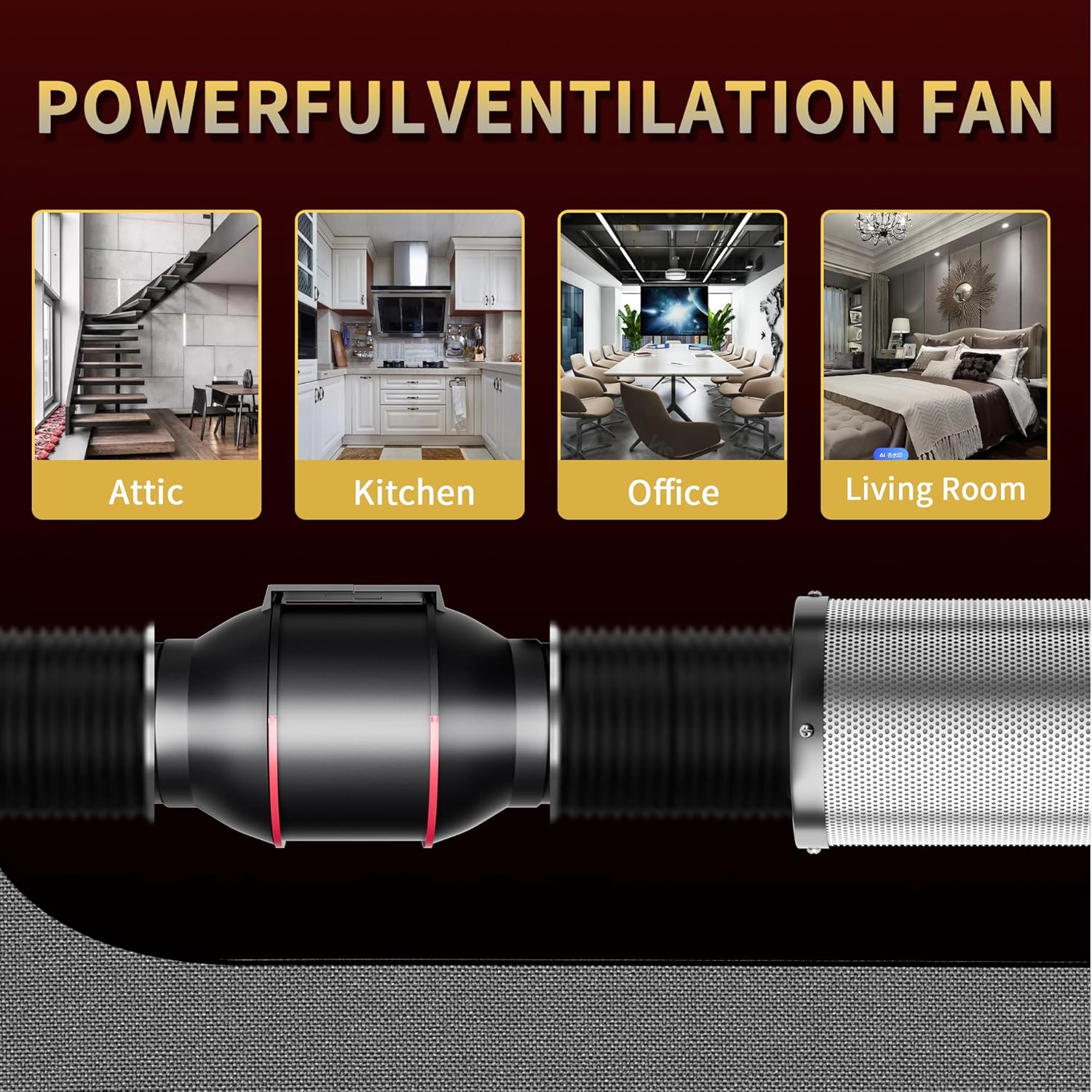 Inline Duct Fan 4 Inch 200 CFM with Variable Speed Controller Ventilation Exhaust Fan for Grow Tent, Hydroponics, Indoor Garden, Low Noise HVAC Vent Blower (4 Inch)