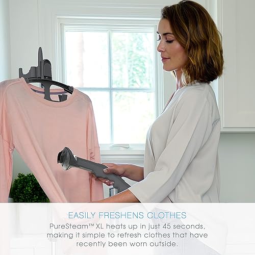 Miniatura 6 de Plancha a vapor con pie de ropa Colgador de alta potencia y cepillo para polvo de tela PureSteam XL