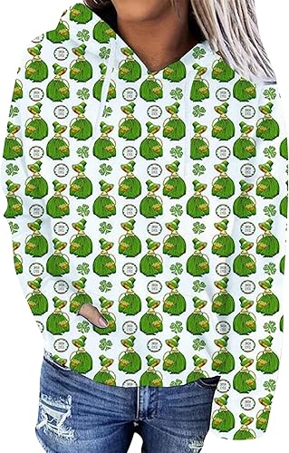 Miniatura 2 de WIWIQS Sudadera suelta para mujer, con estampado de trébol, informal, irlandesa