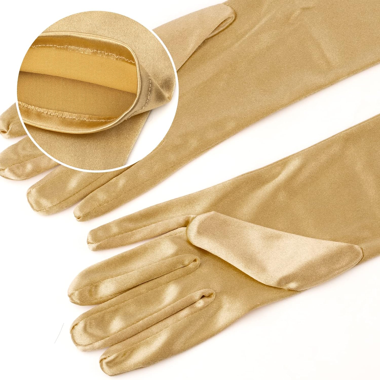 SAVITA Long Elbow Satin Gloves, Stretchy 21inch 1920s Opera Gloves for Evening Dancing Parties
