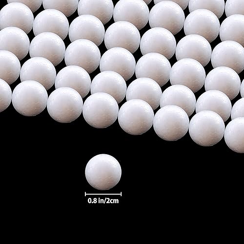 Miniatura 3 de Paquete de 100 bolas de espuma en blanco de 0.8 pulgadas para decoración artística, bolas de espuma pequeñas de poliestireno para esferas de Pascua