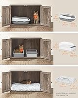 Vista 3 de Feandrea UPCL022K01 - Armario para caja de arena para gatos, mueble de caja de arena oculto, casa para gatos de interior, mesa auxiliar, de 27.6 x