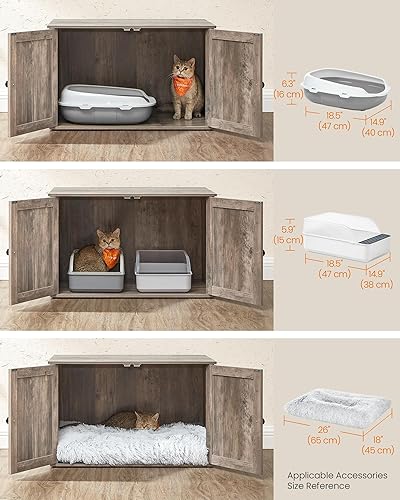 Miniatura 3 de Feandrea UPCL022K01 - Armario para caja de arena para gatos, mueble de caja de arena oculto, casa para gatos de interior, mesa auxiliar, de 27.6 x