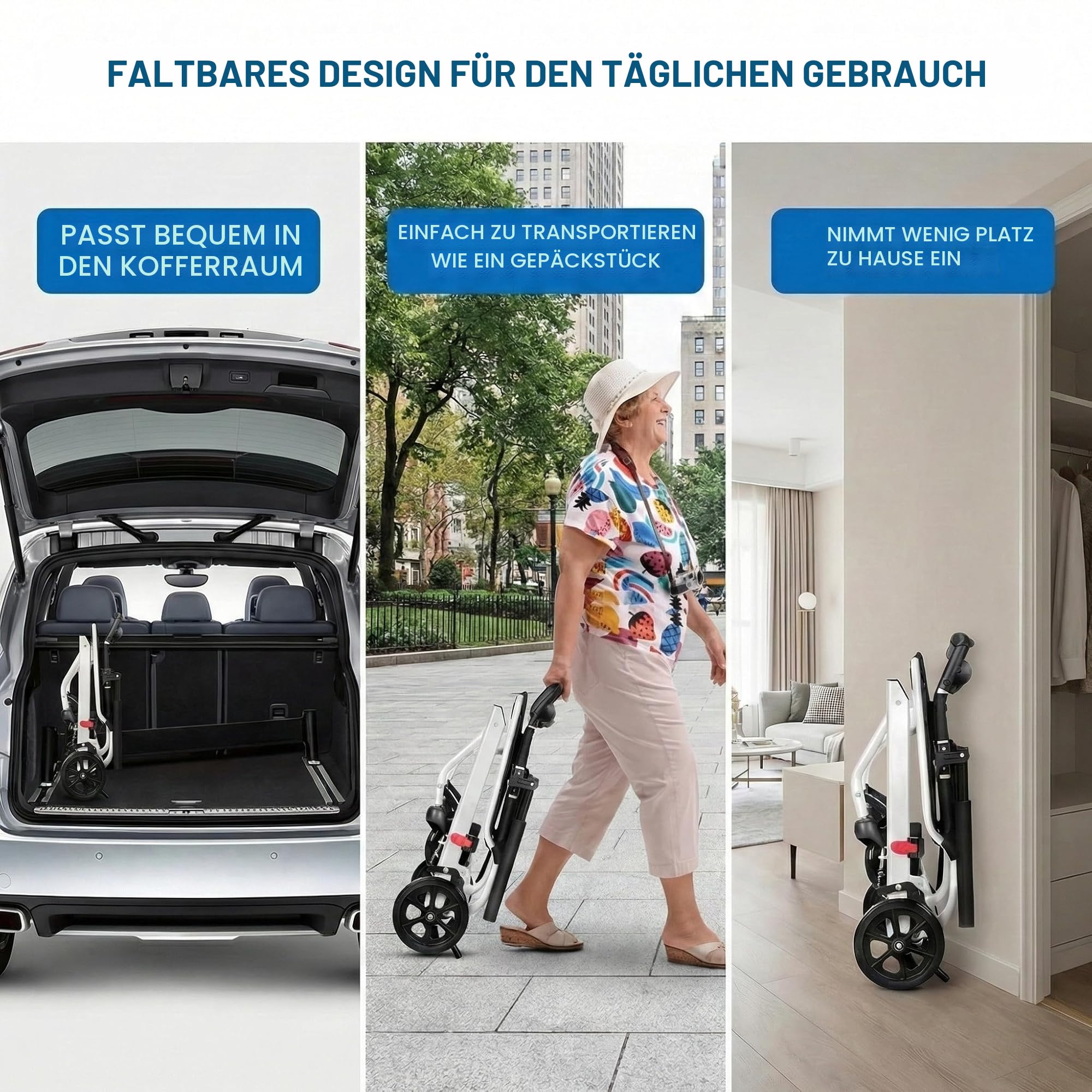 Ultraleichter faltbarer Reiserollstuhl mit Handbremse, leichter 8,2 kg Kohlenstoffstahlrahmen, 280° drehbare Räder, verstellbarer Sicherheitsgurt, tragbarer Outdoor-Rollstuhl für Reisen mit dem