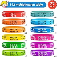 Vista 2 de Zhanmai 72 pulseras de goma para aprender matemáticas, pulseras de silicona de lujo para eventos, ayuda educativa, recompensas para estudiantes, 12