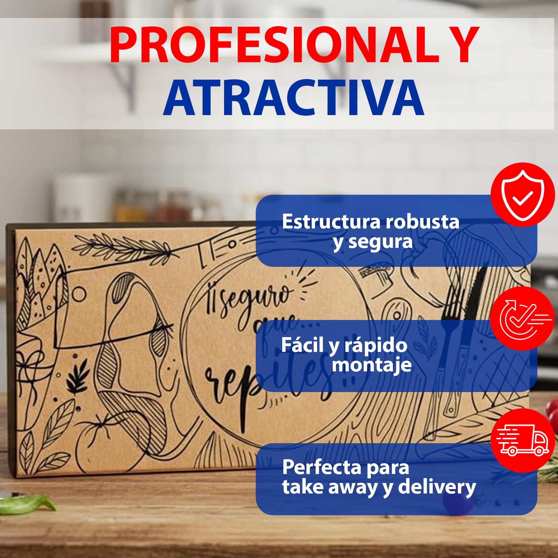 BALSAT Caja de Cartón para Cachopo 425x190x50 mm | Pack 100 Uds. | Caja para Regalo Gastronómico | Caja para Envíos de Comida Caliente y Delivery | Caja de Cartón con Tapa Resistente Fácil de Montar