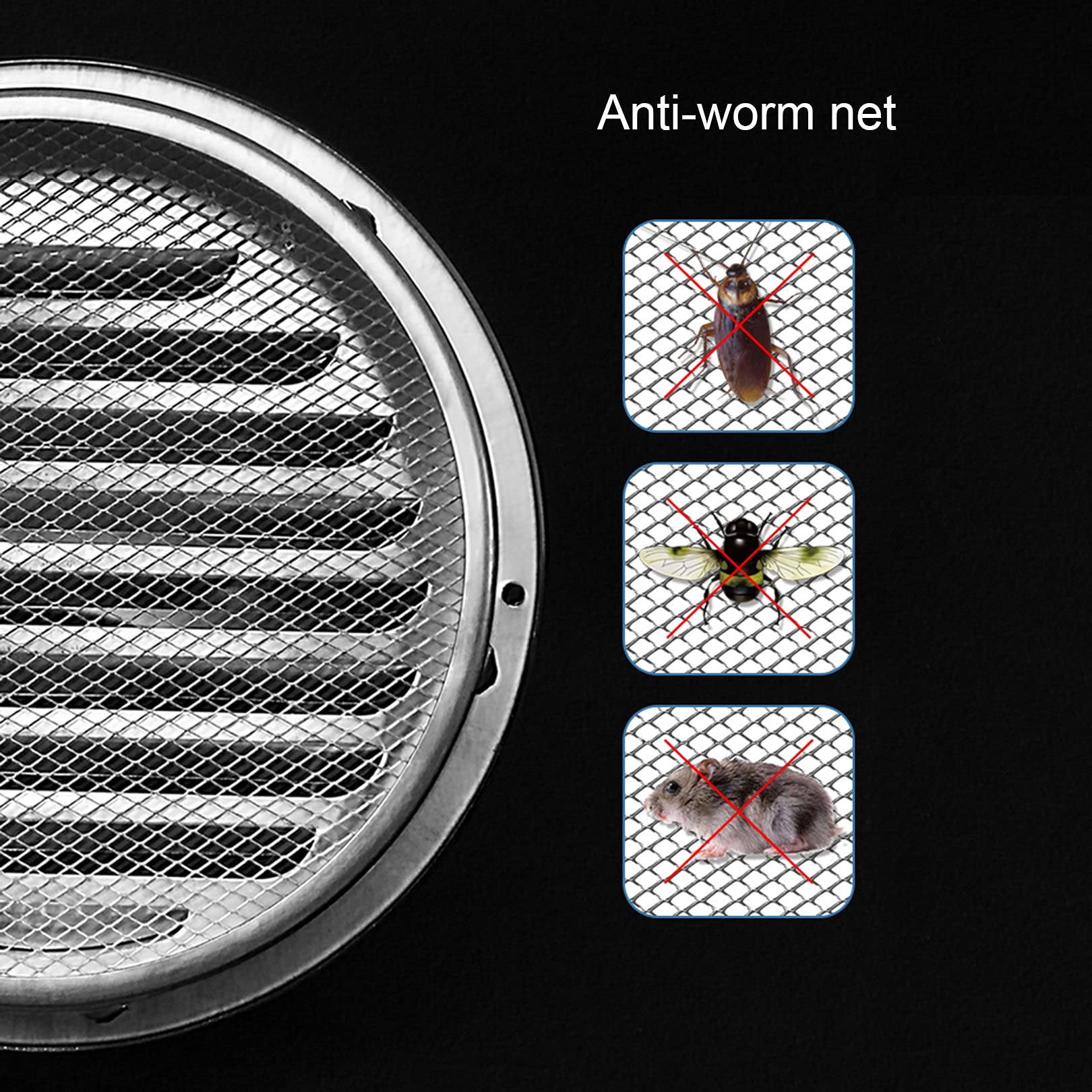 LIGUOYI Grille D'aération Ronde en Acier Inoxydable 110mm ~ 300mm Grille De Ventilation pour Cuisine Mural Bouches D'aération avec Filet Anti-Oiseau, Aérateur Rond pour L’évacuation De L'air