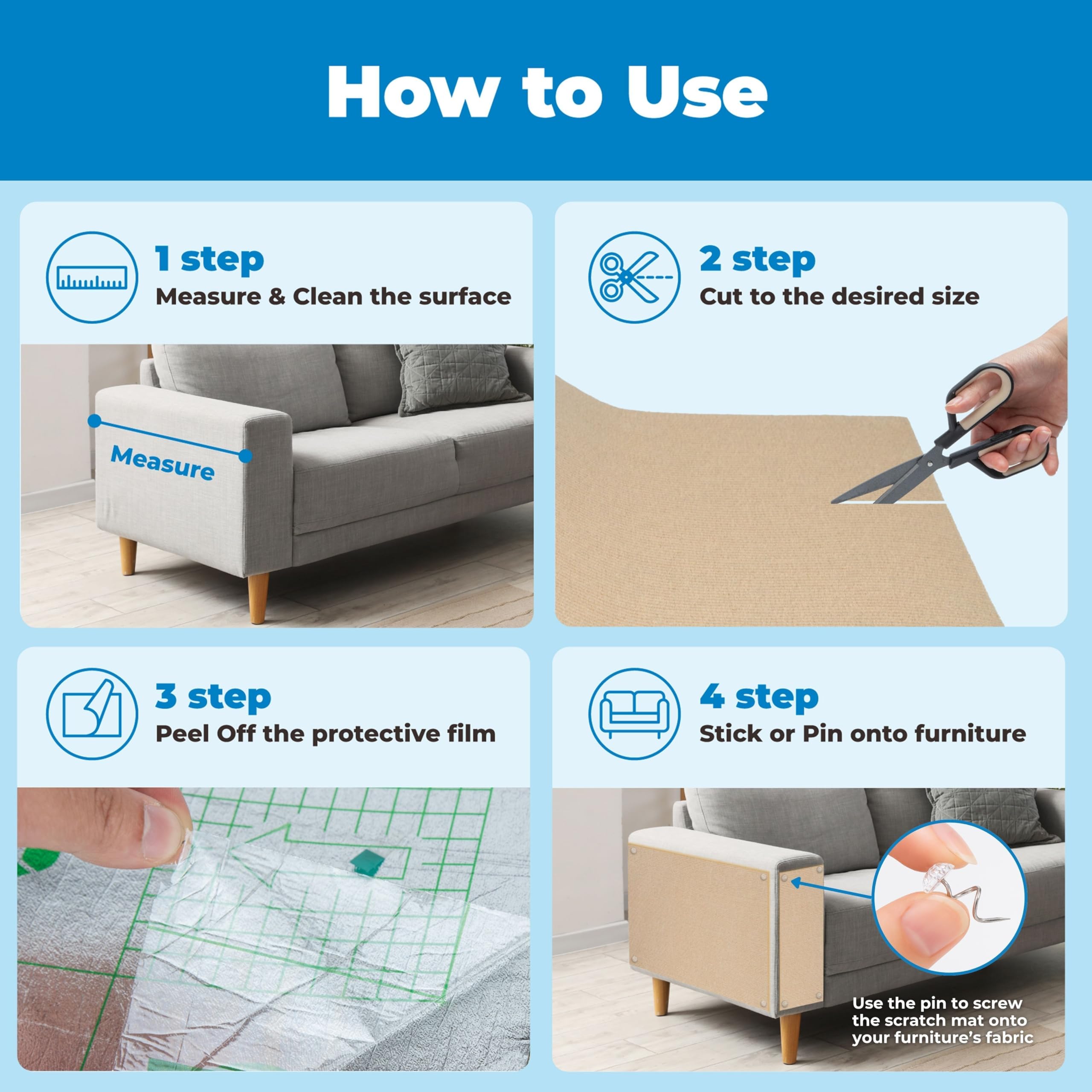 'Sofa-Scratcher Squared' Cat Scratching Post & Couch-Corner/Furniture Protector (Charcoal) - image 4