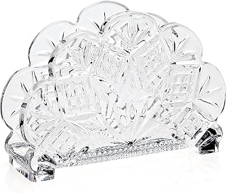 Godinger Dublin Crystal Standing Napkin Holder - Elegant Irish Wedge & Diamond Cut Crystal for Tabletop Brilliance