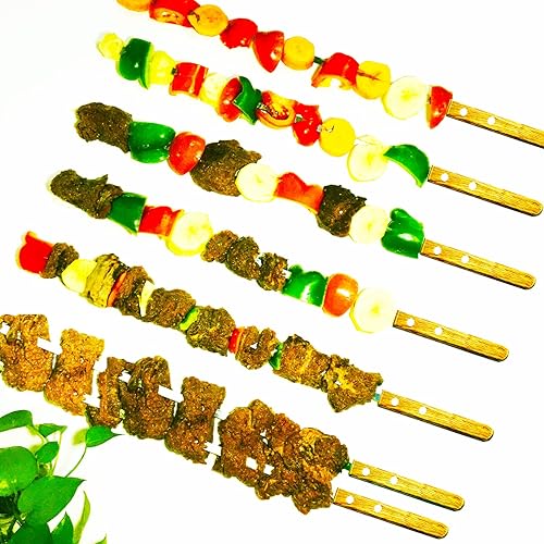 Miniatura 6 de Brochetas extra largas y grandes de 23.5 pulgadas, 12 pinchos planos de acero inoxidable anchos, barra de barbacoa reutilizable para asar, kebab