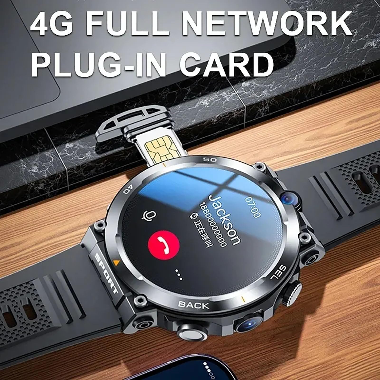 Orologio intelligente per rispondere/effettuare chiamate, con scheda SIM 4G, con schermo rotondo da 1,39 pollici, doppia fotocamera frontale/laterale, impermeabile IP67, posizionamento NFC