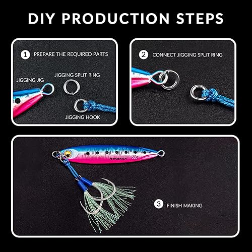 Miniatura 8 de THKFISH Ganchos de asistencia de pesca para agua salada, aguijón para bailar, anzuelos de jigging, ganchos de pesca de repuesto de doble asistencia