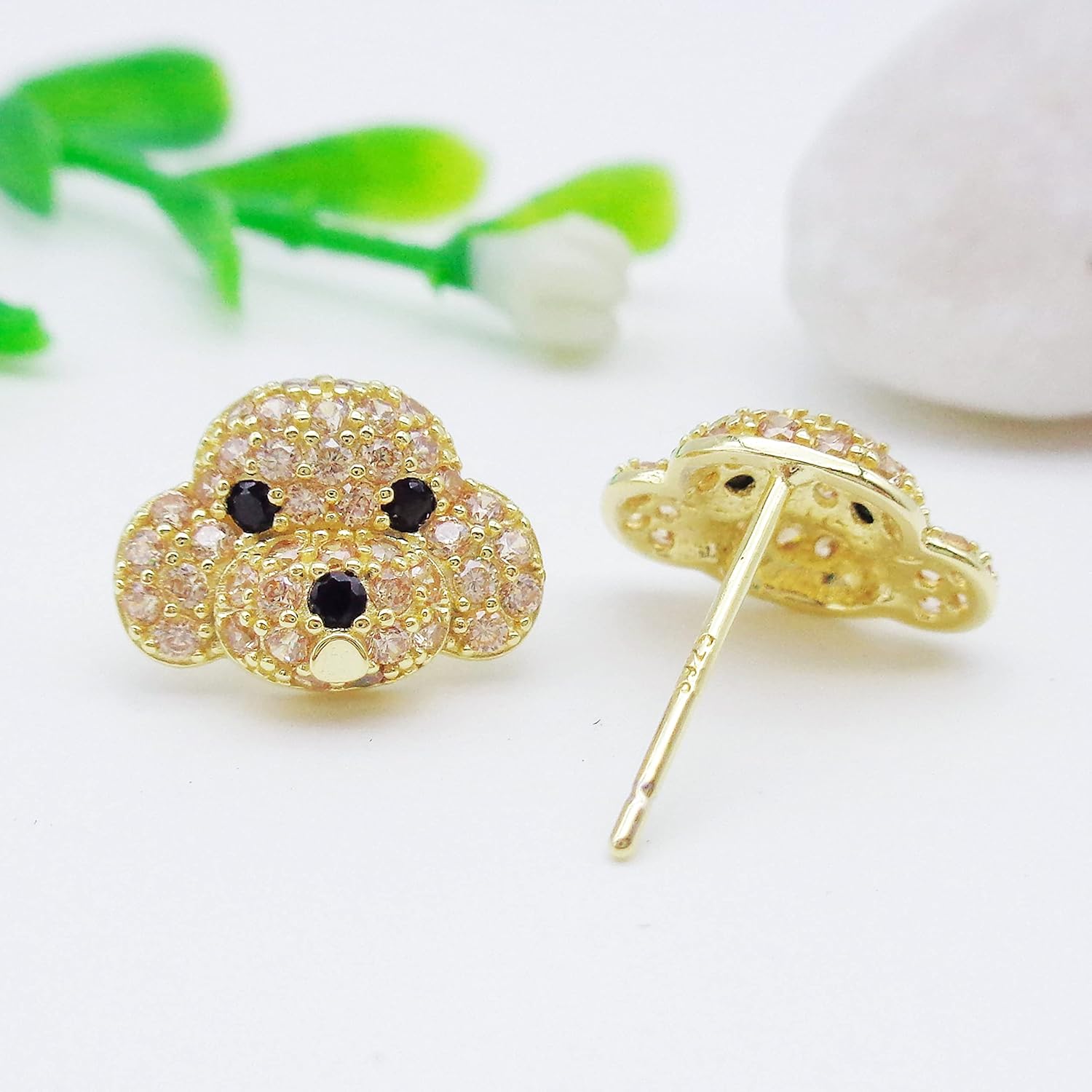 925 Sterling Silver Cute Dog Puppy Zirconia Earrings Ear Stud Piercing white gold plated Fashion Jewelry Gifts WK90055 - Image 5