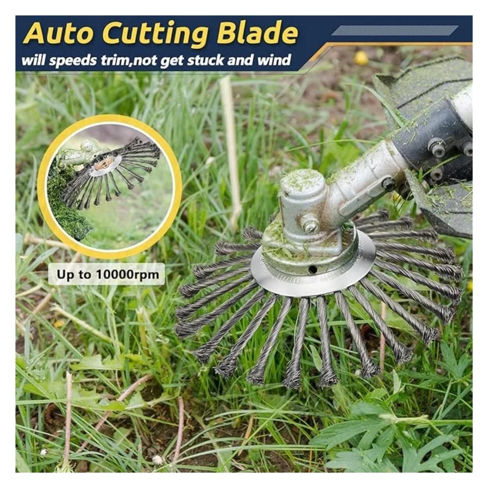 Cabezal Cortador De Cepillo De Malas Hierbas, Cabezal De Corte De Alambre De Acero, Cepillo Cortacésped con Kits De Adaptador, Herramientas(10inch Trimmer Head)