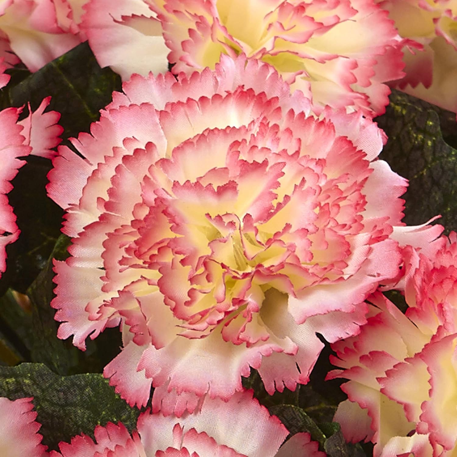 Nearly Natural Carnation Arrangement with Vase, Cream Pink