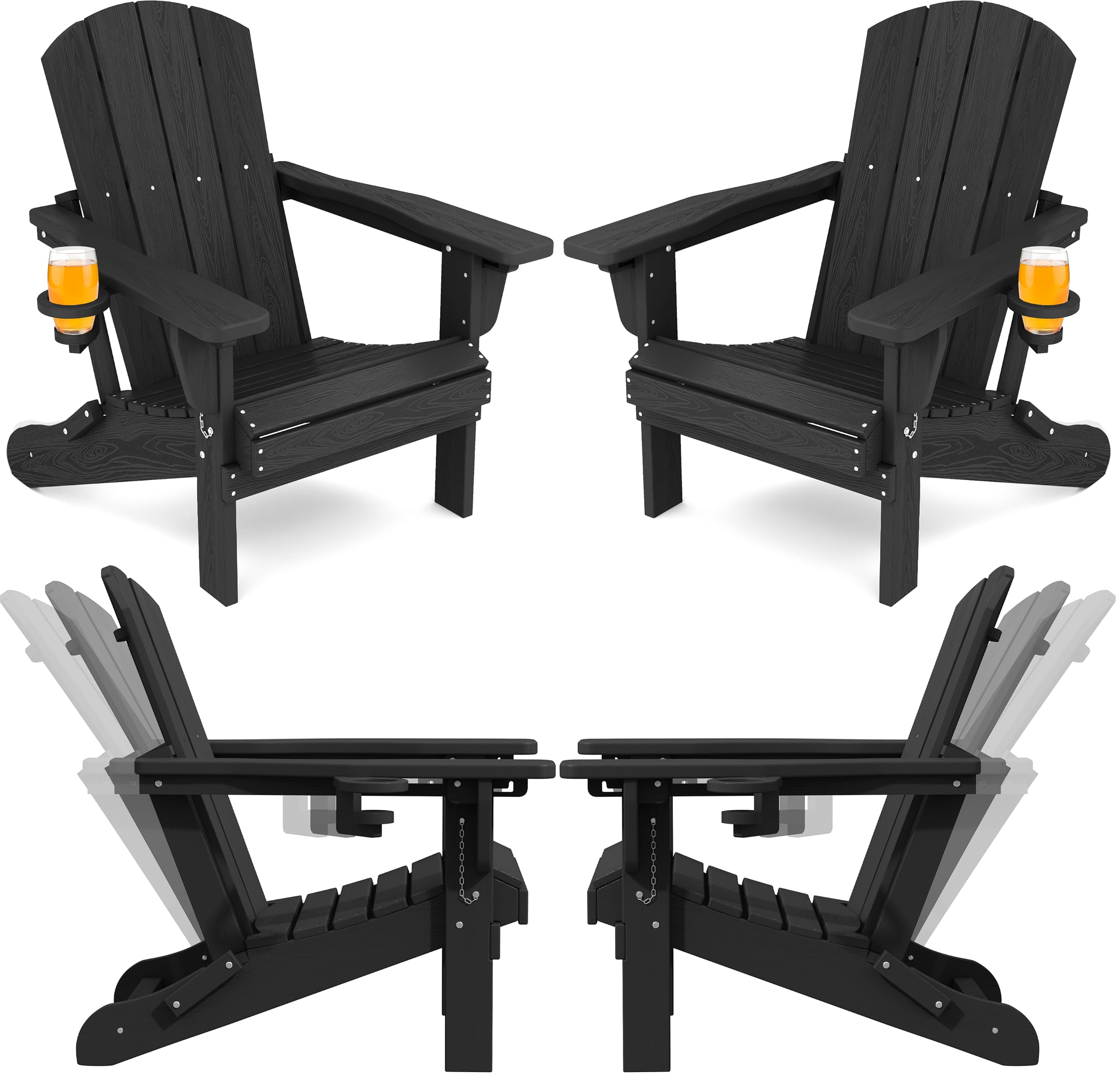 Amazon.com : SERWALL Folding Adirondack Chair Set of 4, Adjustable