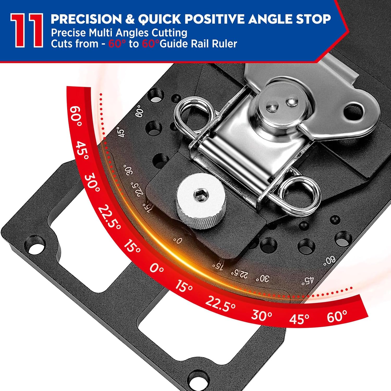 Adjustable Angle Track Saw - 60° to 60° Guide Rail Ruler Edge Auto-Align Protractor & Edge Easy-Install Circular Saw Accessories - 90 Degree Right Angle Rail Square Guide Precise Cuts