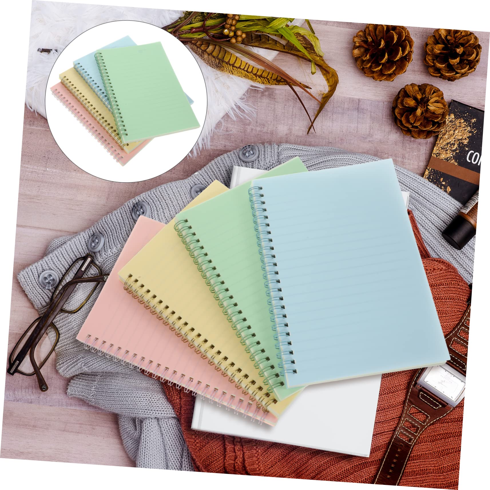 Operitacx 4 Stück-pack Vintage Spiralblock Notizbuch im Klassischen Minimalistischen Design aus Papier und Pp für Schulanfang Party und Persönliches Notieren