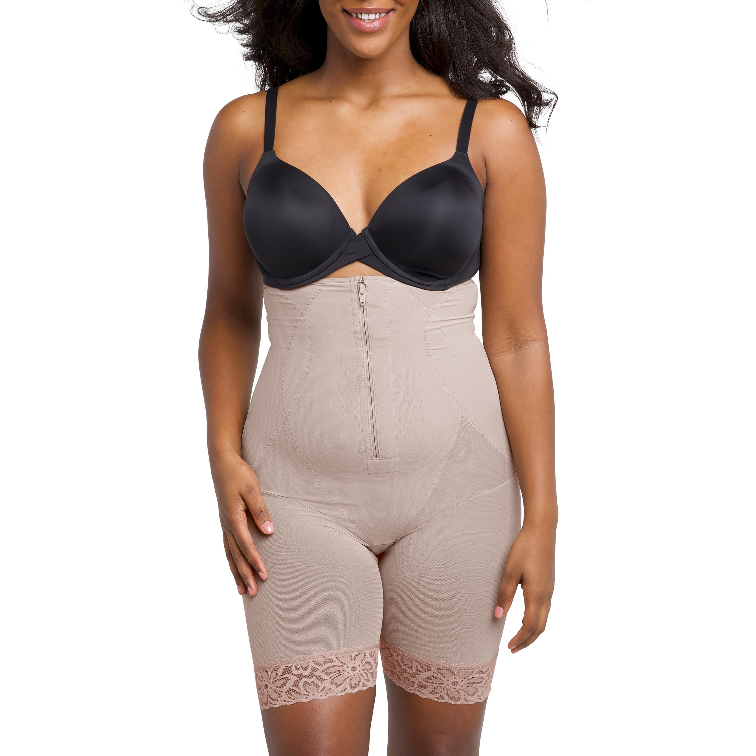 Maidenform Women's Ultra Sculpts Fajas Colombianas, Ultra Firm High Waist Thigh Slimmer Shapewear, Evening Blush, S