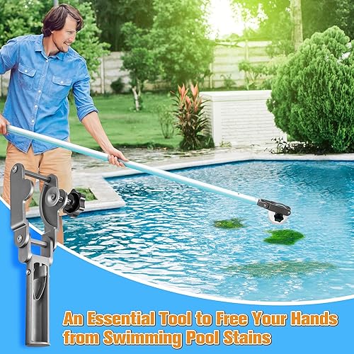 Miniatura 3 de Lounsweer 1 soporte para tableta de piscina para poste de piscina, flotador de tabletas de aleación de aluminio de acero inoxidable, herramienta de