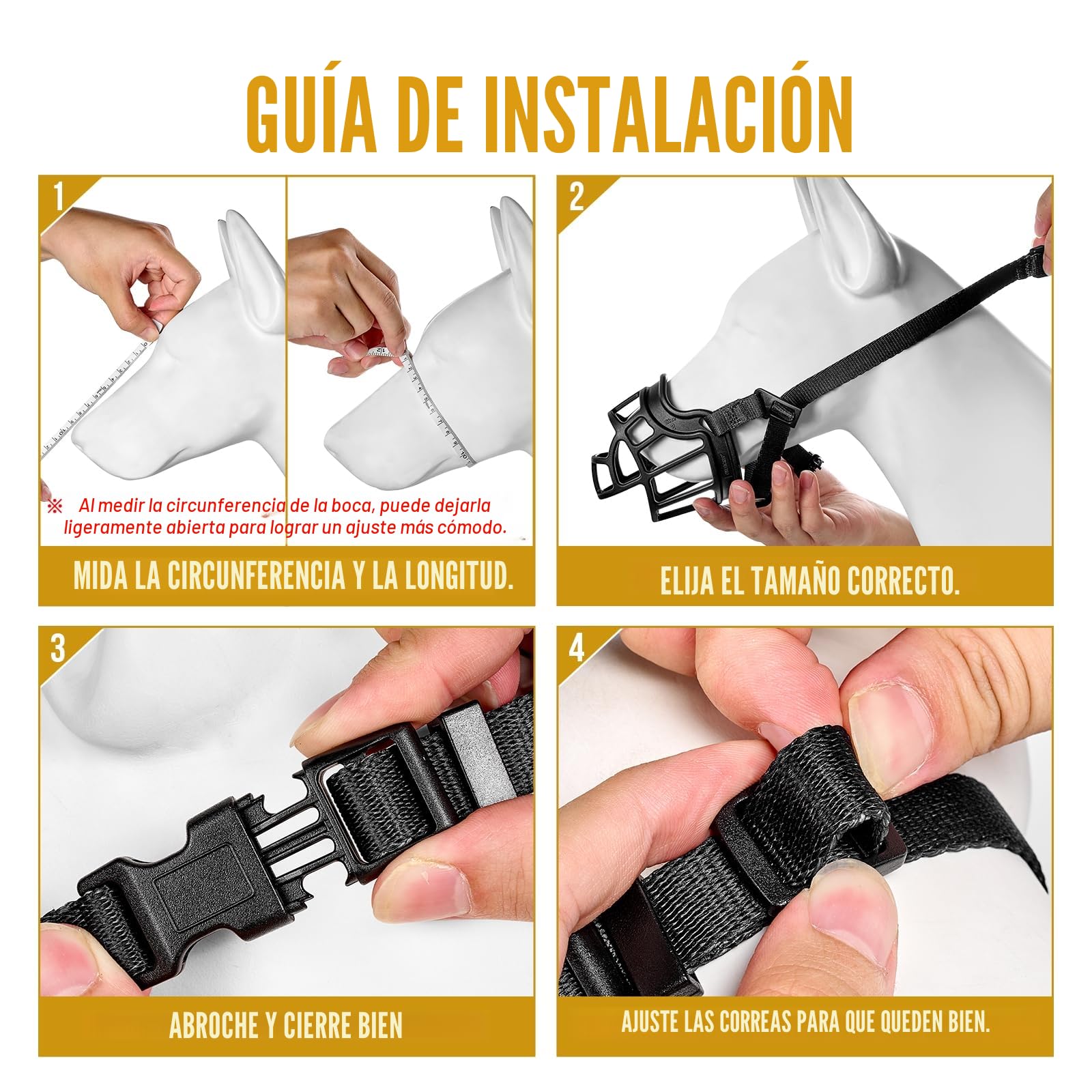 OneTigris bozal para perro, bozal suave para perros, goma resistente, correa ajustable, adecuado para bozales de perros medianos y grandes, prevención de ladridos, mordidas y masticación (XL)