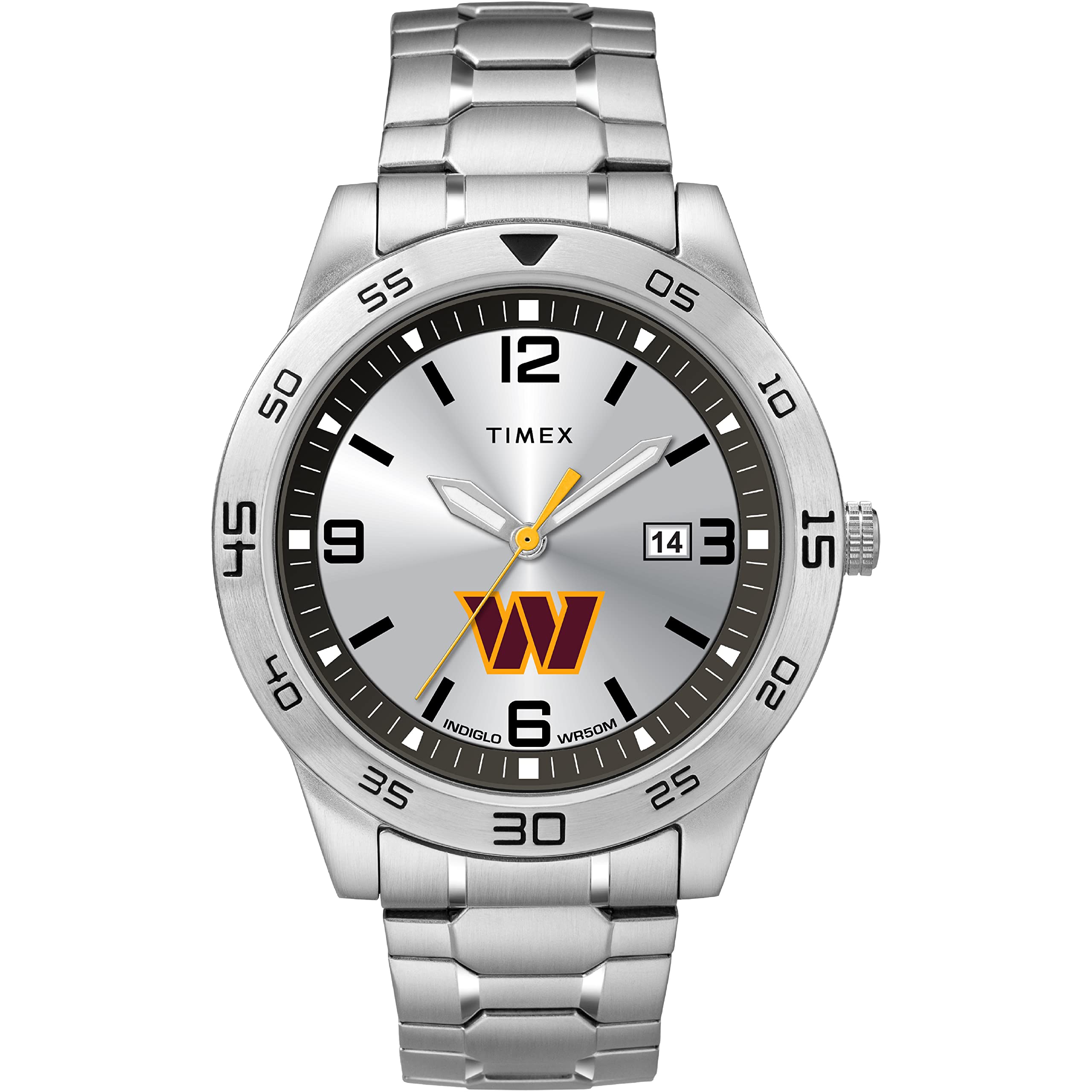 TimexTribute Men's NFL Citation 42mm Quartz Stainless Steel Strap, Silver, 20 Casual Watch (Model: TWZFCOMMLYZ)