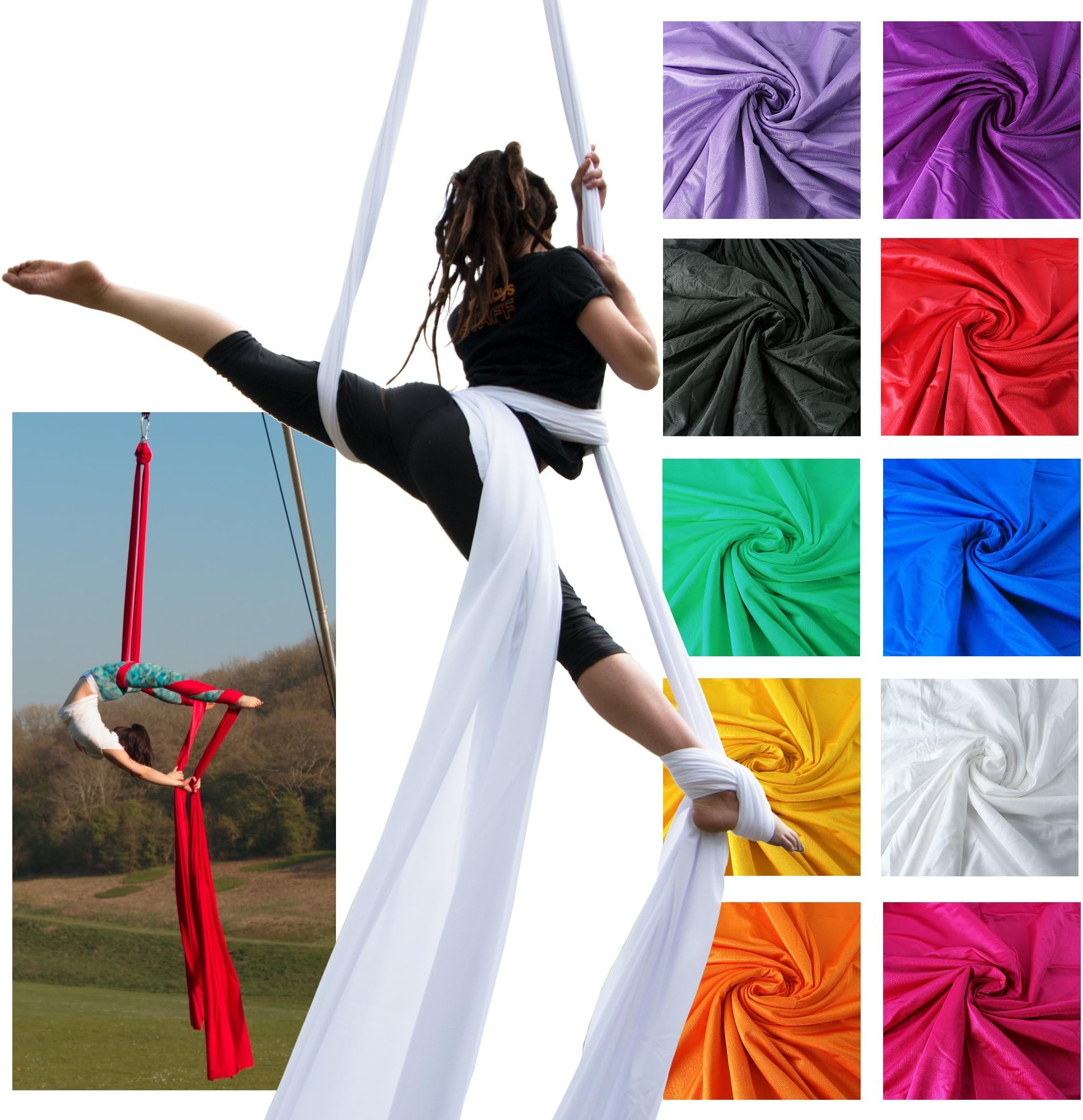 Firetoys Professional Aerial Silks Fabric/Tissues, Medium Stretch Silk WLL 282lbs (128kg) (Lavender, 26 (8m))