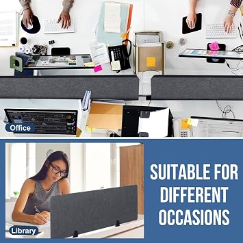 Yaomiao 4 Pack Acoustic Desk Divider Soundproof Desk Privacy Panel Freestanding Partitions Sound Absorbing Divider for Office Reduce Noise and Visual Distractions 47.3 x 16(Dark Gray)