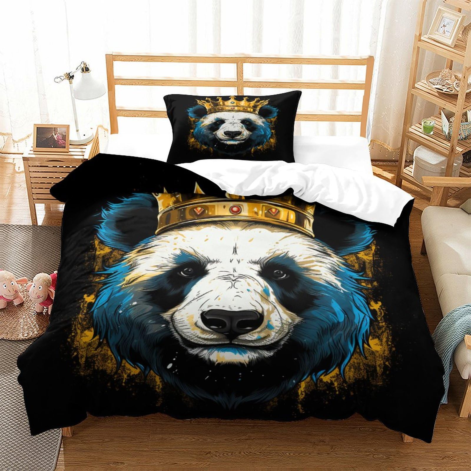 P1S9U7W5Y Modern Animal 3D Printed Panda Duvet Cover Set 3pcs Microfiber Panda Bedding Set Single